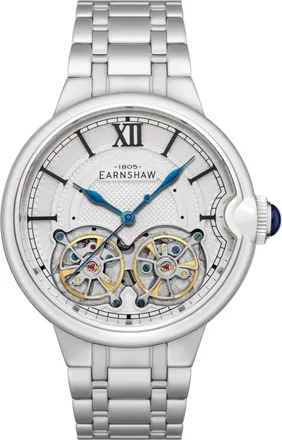 Earnshaw Barallier Dual Open Heart Automatic Silver Dial Mens Watch ES-8266-11
