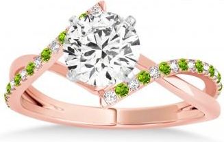 Allurez Diamond & Peridot Bypass Semi-Mount Ring in 14k Rose Gold (0.14ct)