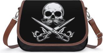 Generic Hairdresser I Will Cut You Skull Small Womens Crossbody Bags Shoulder Handbag with Adjustable Strap for Travel