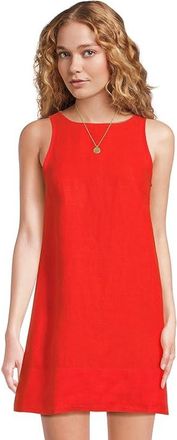 Madewell Leilani Dress - 100% Linen Womens Dress Bright Flame : LG (Womens 10-12)