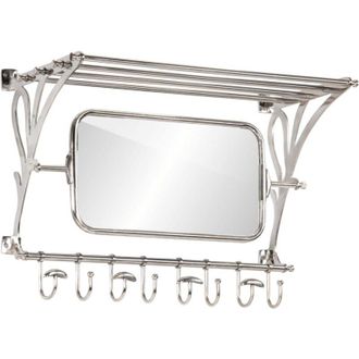 vidaXL Soporte De Equipaje Con Perchas Y Espejo De Pared Aluminio Vidaxl