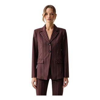Patrizia Pepe Giacca gessata elasticizzata - - Jackets - Donna - Marrone - M
