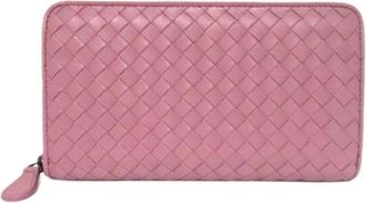 Bottega Veneta Pre-owned Wallets, male, Pink, Size: ONE SIZE Pre-owned Intrecciato Calfskin Long Zip Wallet