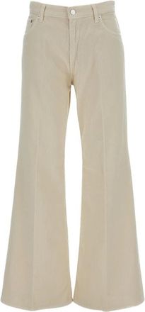 Haikure Clara Velvet Pier Wijde Broek - Dames - Wijde Broeken - Wit - W29 - Katoen - Broeken