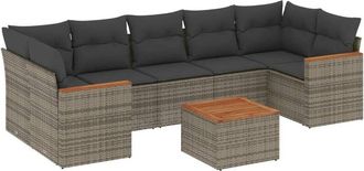 vidaXL Vidaxl - Set De Sof&aacute;s De Jard&iacute;n 8 Pzas Y Cojines Rat&aacute;n Sint&eacute;tico Gris