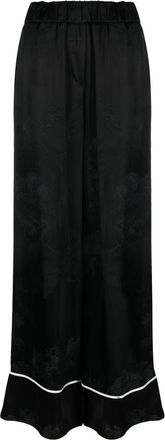 Off-white piped-trim pyjama trousers - women - Viscose/Acetate - 48 - Black