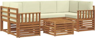vidaXL Conjunto De Sof&aacute;s De Exterior 7 Uds. Natural Y Crema Vidaxl