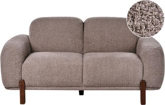 Beliani 2 Seater Sofa Taupe Boucle Upholstery Soft Modern Organic Low Curvilinear ODNES