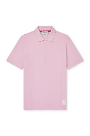 Thom Browne Logo-Appliqu&eacute;d Striped Cotton-Piqu&eacute; Polo Shirt