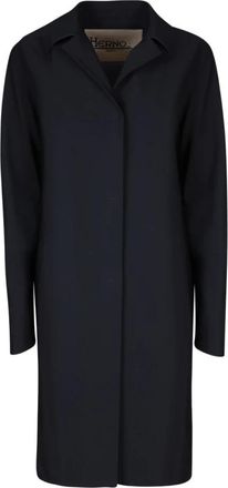 Herno Zwarte buitenkleding jas met laser-cut trim - Dames - Mantel - Zwart - 2XL - Jassen