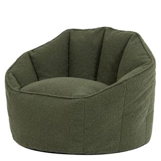 Icon Brand Puf sill&oacute;n con forma de concha de tejido boucl&eacute;, verde oliva