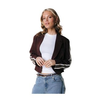 Colourful rebel Zoe Blazer met Verzamelde Zoom - Dames - Jassen - Bruin - Maat: XL Viscose