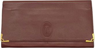 Cartier Bordeaux Leather Clutch Bag (Pre-Owned)