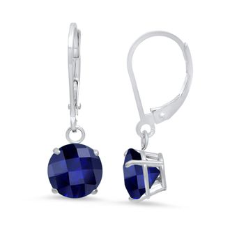 MAX + STONE Solid 10K Yellow or White Gold 8mm Gemstone Dangle Earrings