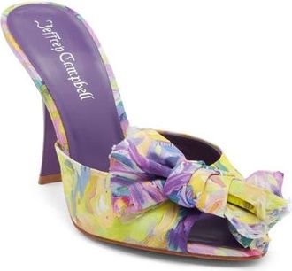 Jeffrey Campbell First Kiss Peep Toe Slide Sandal in Purple Multi Floral at Nordstrom, Size 9.5
