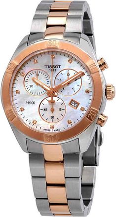 Tissot PR 100 Chronograph Quartz Diamond White Mother of Pearl Dial Ladies Watch T101.917.22.116.00