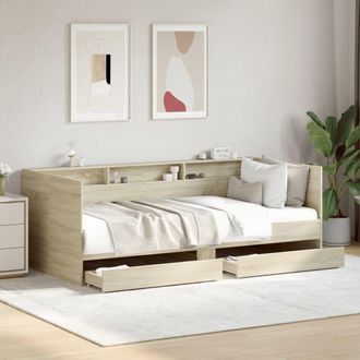 Berkfield Home Daybed with Drawers without Mattress Sonoma Oak 90x190 cm Single in Brown
