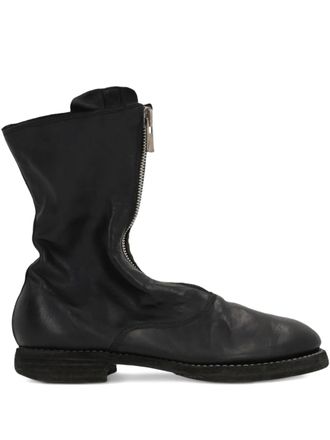 Guidi zip-front round-toe boots - women - Horse Leather/Leather/Calf Leather/Horse Leather - 37.5 - Black