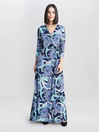 Gina Bacconi Womens Danielle Jersey Wrap Maxi Dress - Navy - Size 22 UK