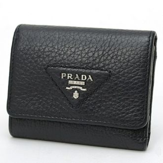 Prada Black Leather Wallet (Tri-Fold) (Pre-Owned)