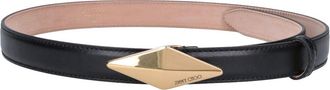 Jimmy Choo London Black Diamond Clasp Leather Belt
