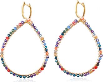 Liv Oliver 18K Gold Multi Color Tear Drop earrings
