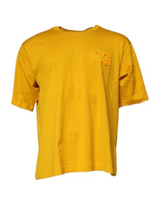 Dolce & Gabbana Dark Yellow Logo Cotton Men Crew Neck Mens T-shirt