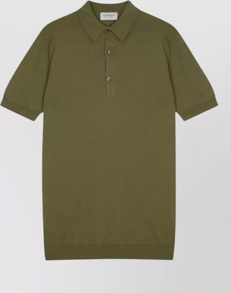 John Smedley polo shirt straight collar ribbed cuffs hem