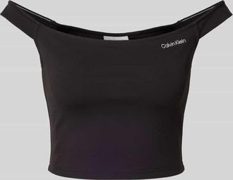 Calvin Klein Jeans Crop Top aus Viskose-Mix mit Label-Detail in Black, Gr&ouml;&szlig;e L