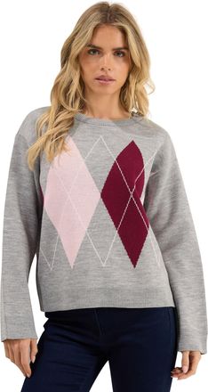 M&Co Petites Petite Argyle Jumper - Womens Grey