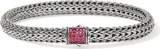 John Hardy Icon Bracelet, Sterling Silver, Pav&eacute;, 6.5mm in Ruby at Nordstrom, Size Medium