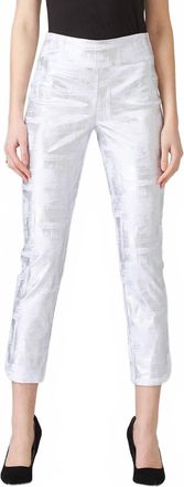 Joseph Ribkoff Metallic Crop Pants In Silver