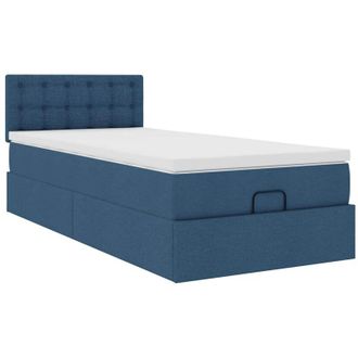vidaXL Cama Otomana Con Colch&oacute;n Tela Azul 100x200 Cm Vidaxl
