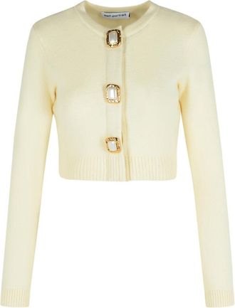 Self Portrait Cream Wool Knit Cardigan