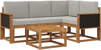 vidaXL Conjunto De Sof&aacute;s De Exterior 5 Uds. Natural Y Gris Claro Vidaxl