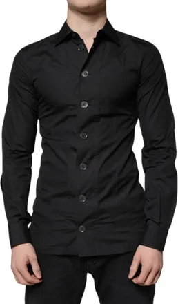 Dolce & Gabbana Mens Black Cotton Formal Long Sleeves Dress Shirt
