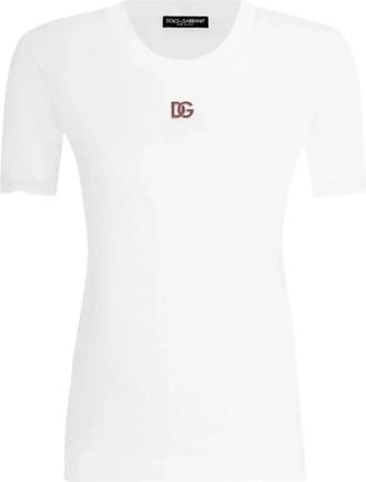 Dolce & Gabbana Casual Katoenen T-Shirt in Zwart - Dames - T-shirts - Wit - S - Katoen - Tops