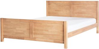 Beliani Cama con somier y cabecero de madera de caucho clara 180 x 200 cm Champagnat