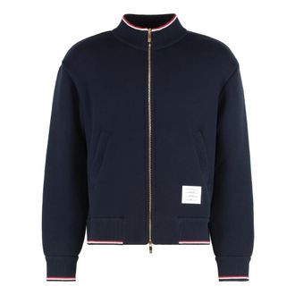 Thom Browne Sweatshirt van katoen met rits - Heren - Vesten met rits - Blauw - L - Katoen - Hoodies & sweatvesten