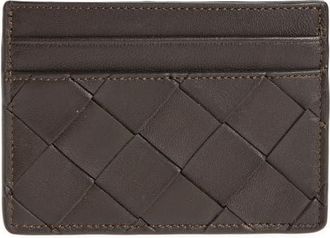 Nordstrom Woven Leather Card Case in Brown Coffee at Nordstrom