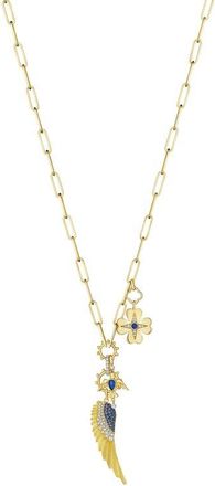 Hueb Penka Diamond & Sapphire Multicharm Necklace in Yellow Gold at Nordstrom, Size 18