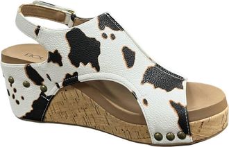 Corkys Footwear Womens Carley Cow Smooth Wedge Sandals In Multi