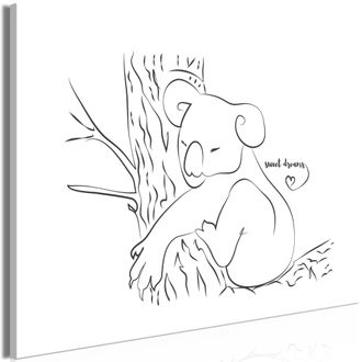 OEM Dipinto - Il Fascino Silenzioso Della Natura (1 Parte) - Koala Addormentato Su Sfondo Bianco E Nero