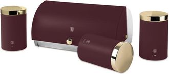 Berlinger Haus Berlinger Haus Caja De Pan Con Juego De 3 Botes - Acero Inoxidable - Almacenamiento De Pan, Az&uacute;car, T&eacute; Y Caf&eacute; - Acabado Mate Bordeaux - F&aacute;cil Apertura