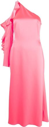 DAVID KOMA asymmetric ruffle-trim satin dress - women - Polyester/Triacetate - 8 - Pink