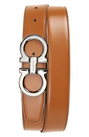 Ferragamo Gancini Reversible Leather Belt in Nero Cocoa Brown at Nordstrom, Size 105 Eu