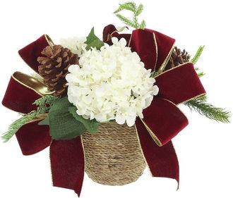 Creative Displays Inc. Christmas Holiday Arrangement With White Hydrangeas & Bows