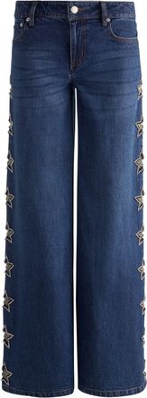 Alice & Olivia Womens Embellished Baggy Jeans