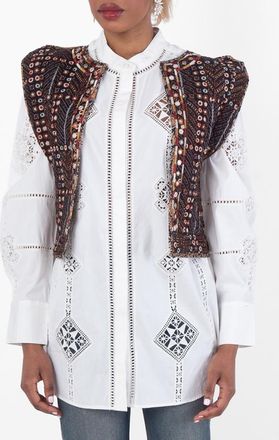 Isabel Marant Cerza Short Embroidered Cardigan, Size X-Small