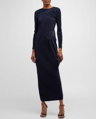 Giorgio Armani Jersey Dress w/ Beaded Hip Detail